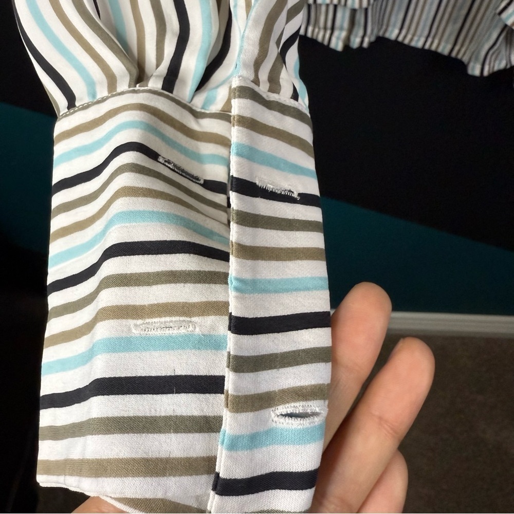 Mulberry Silk Striped Blouse in Gray and Cream - Picture 5 of 9